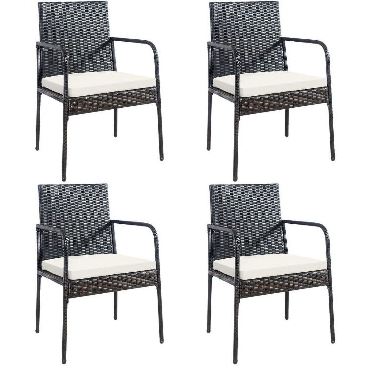 Aimee Lii 4 Pieces Patio Wicker Rattan Dining Set with Comfy Cushions, Outdoor Patio Furniture