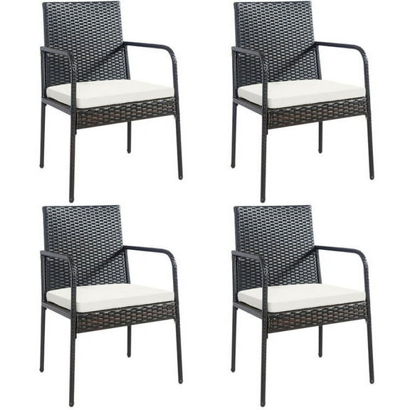 Aimee Lii 4 Pieces Patio Wicker Rattan Dining Set with Comfy Cushions, Outdoor Patio Furniture