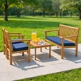 thumbnail image 1 of Aimee Lii 4 Pieces Patio Wood Furniture Set Acacia Wood Sofa Set with Loveseat, Patio Furniture Sets, Navy, 1 of 7
