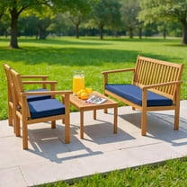 Aimee Lii 4 Pieces Patio Wood Furniture Set Acacia Wood Sofa Set with Loveseat, Patio Furniture Sets, Navy
