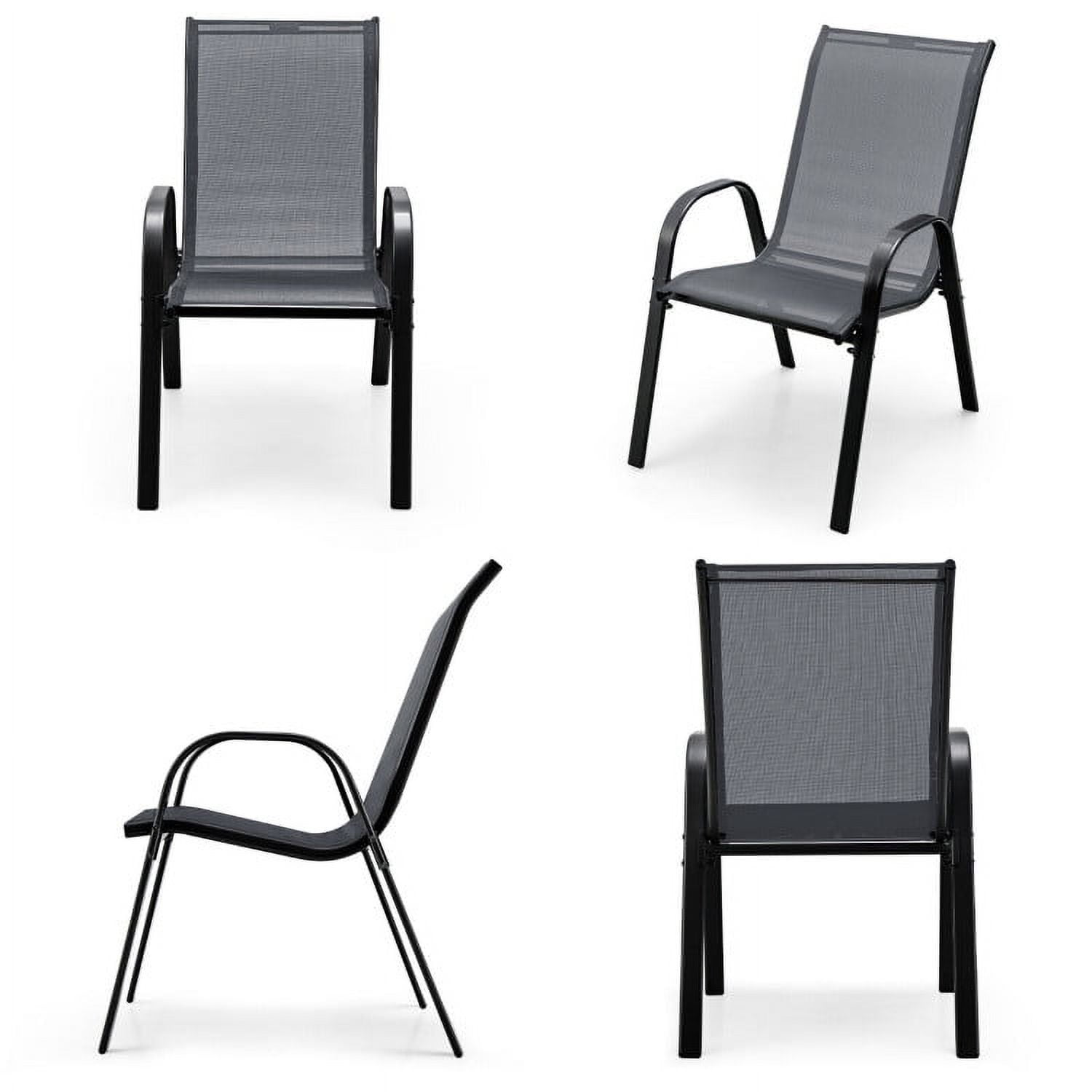 Aimee Lii 4 Pieces Stackable Patio Dining Chairs Set with Armrest, Outdoor Patio Set, Gray