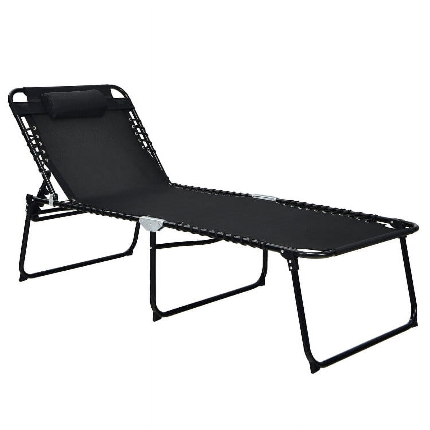 Aimee Lii 4 Position Folding Lounge Chaise with Adjustable Backrest and Footrest, Patio Loungers, Black