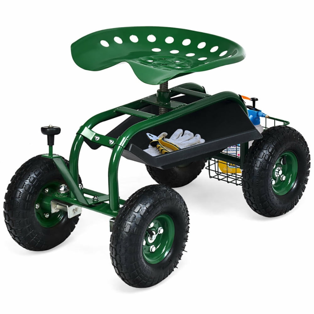 Aimee Lii 4-Wheel Rolling Garden Cart Work Seat, Rolling Garden Cart Stool, Gardening Seat with Wheels