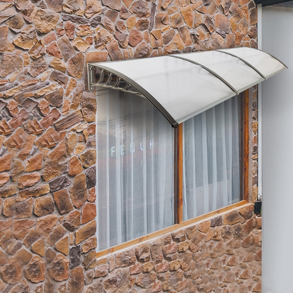 Aimee Lii 40" x 120" Door Window Awning Polycarbonate Cover Front Door Outdoor Patio Awning Canopy UV Rain Snow Protection Hollow Sheet Gray & Black