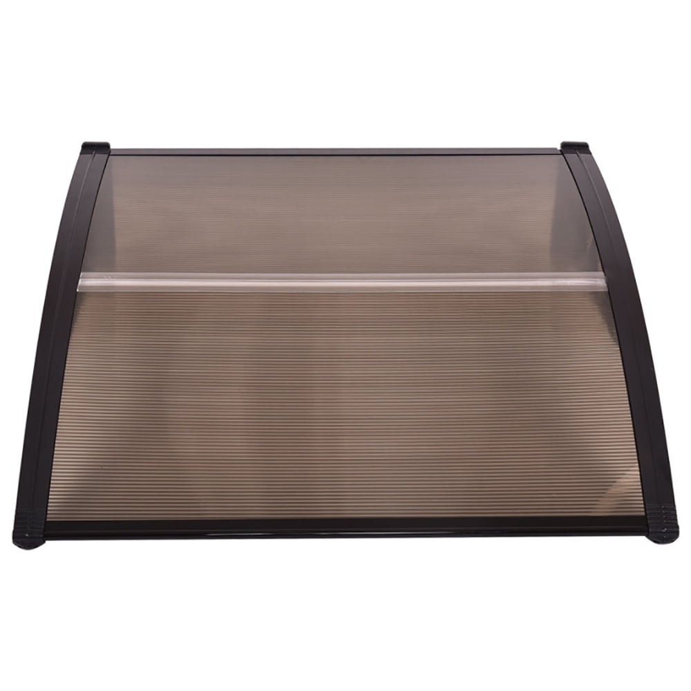 Aimee Lii 40 x 40 Inch Outdoor Polycarbonate Front Door Window Awning Canopy, Outdoor Awning for Patio, Brown