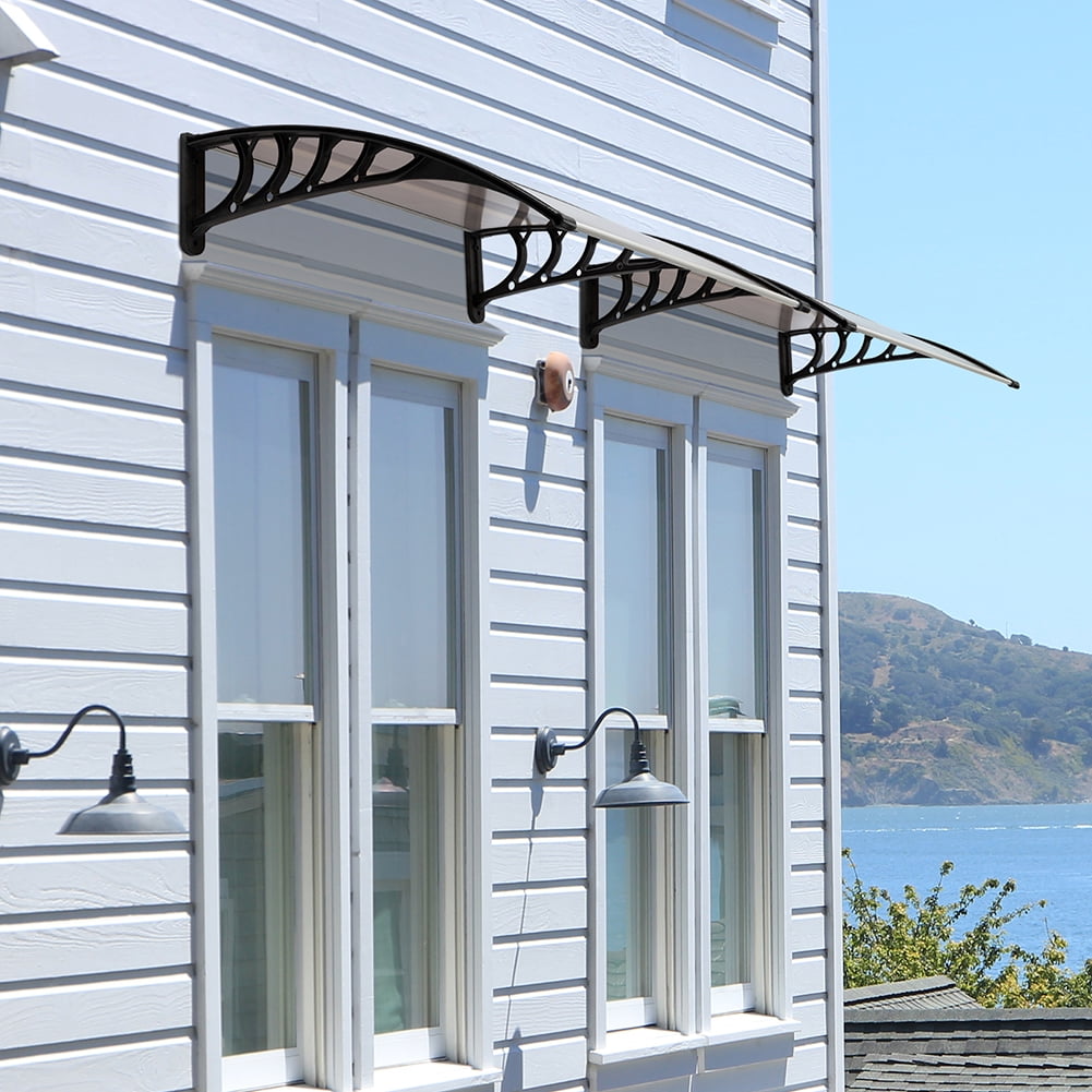 Aimee Lii 40" x 40" Window Awning Exterior Door Canopy Exterior with Aluminum Bar, Awnings for Doors Polycarbonate Cover Patio Awnings Rain Snow Sunlight Protection Hollow Sheet
