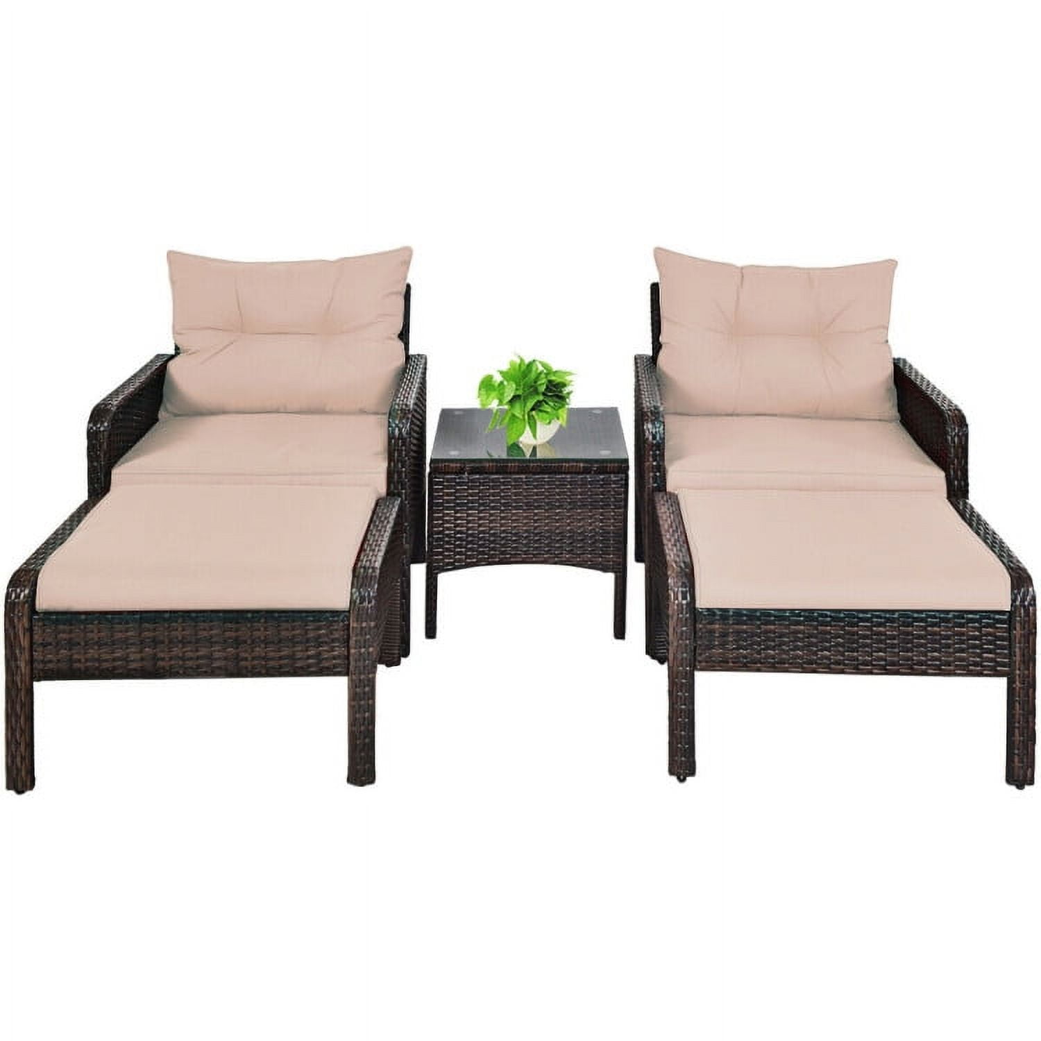 Aimee Lii 5 Pcs Patio Rattan Wicker Sofa Furniture Set, Outdoor Patio Furniture