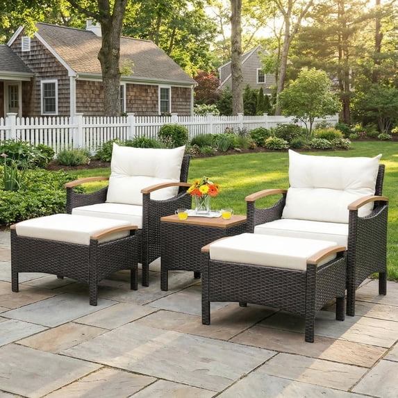 Aimee Lii 5 Pieces Patio Conversation Set with Cushions Coffee Table, Outdoor Patio Furniture Set
