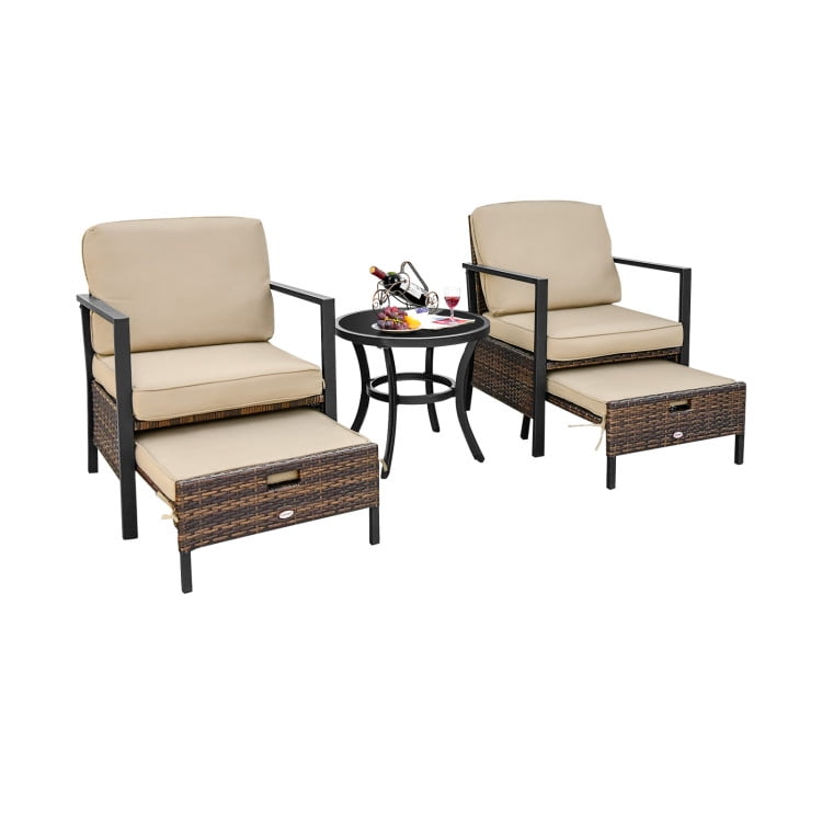 Aimee Lii 5 Pieces Patio Wicker Conversation Set, Outdoor Patio Sectional Furniture Set with Soft Cushions for Garden Yard Aimee Lii 5 Pieces Patio Wicker Conversation Set, Outdoor Patio Sectional Furniture Set with Soft Cushions for Garden Yard