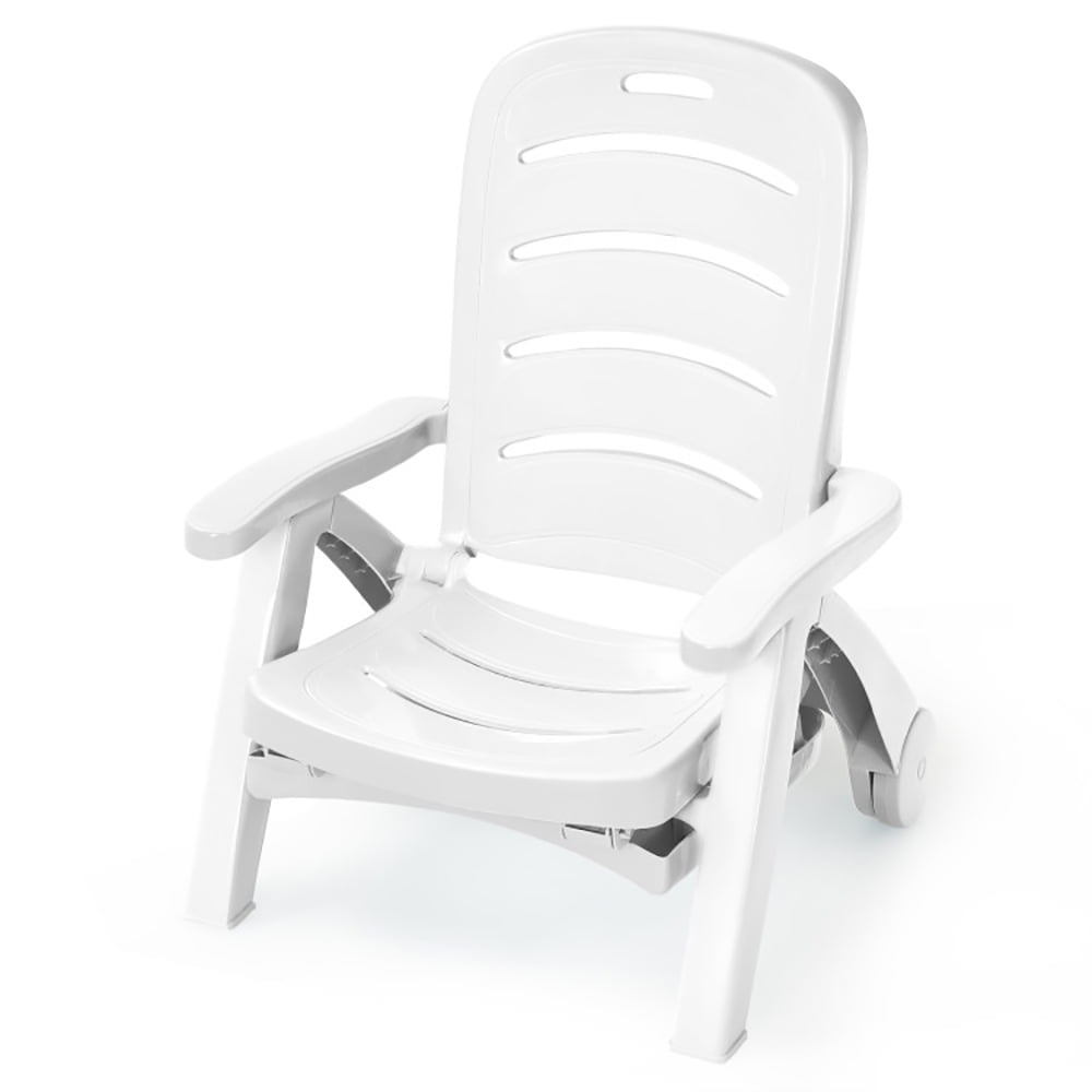 Aimee Lii 5 Position Adjustable Folding Lounger Chaise Chair on Wheels, Patio Loungers, White Aimee Lii 5 Position Adjustable Folding Lounger Chaise Chair on Wheels, Patio Loungers, White