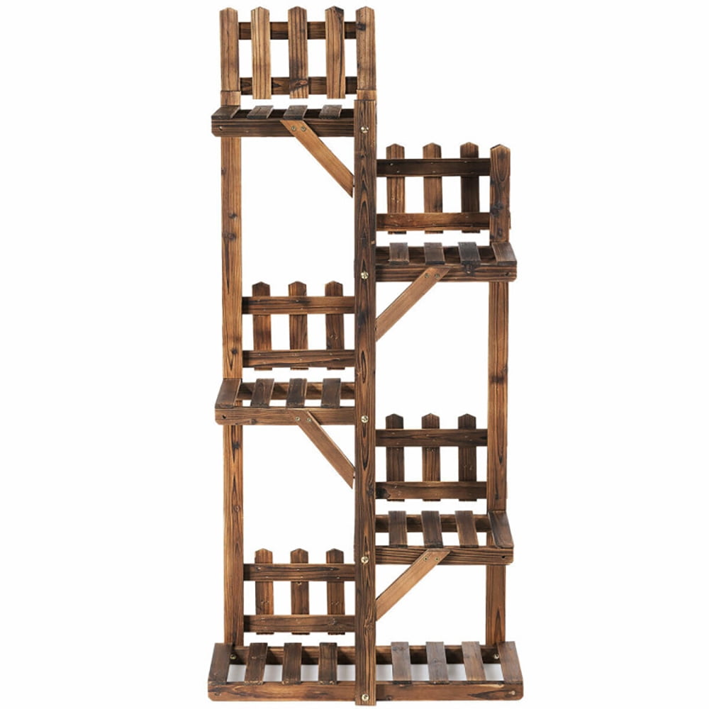 Aimee Lii 5-Tier Flower Rack Wood Plant Stand 6 Pots Display Shelf, Vertical Shelf Flower Display Rack Holder, Stable and Space-Saving