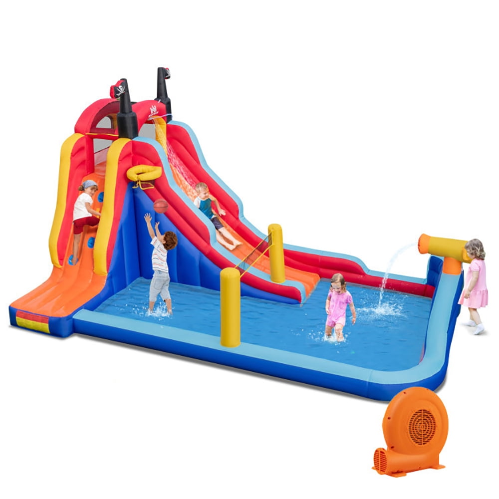 Aimee Lii 5-in-1 Inflatable Bounce House with 2 Water Slides and Large Splash Pool With 750W Blower, Kids Water Park Bounce House