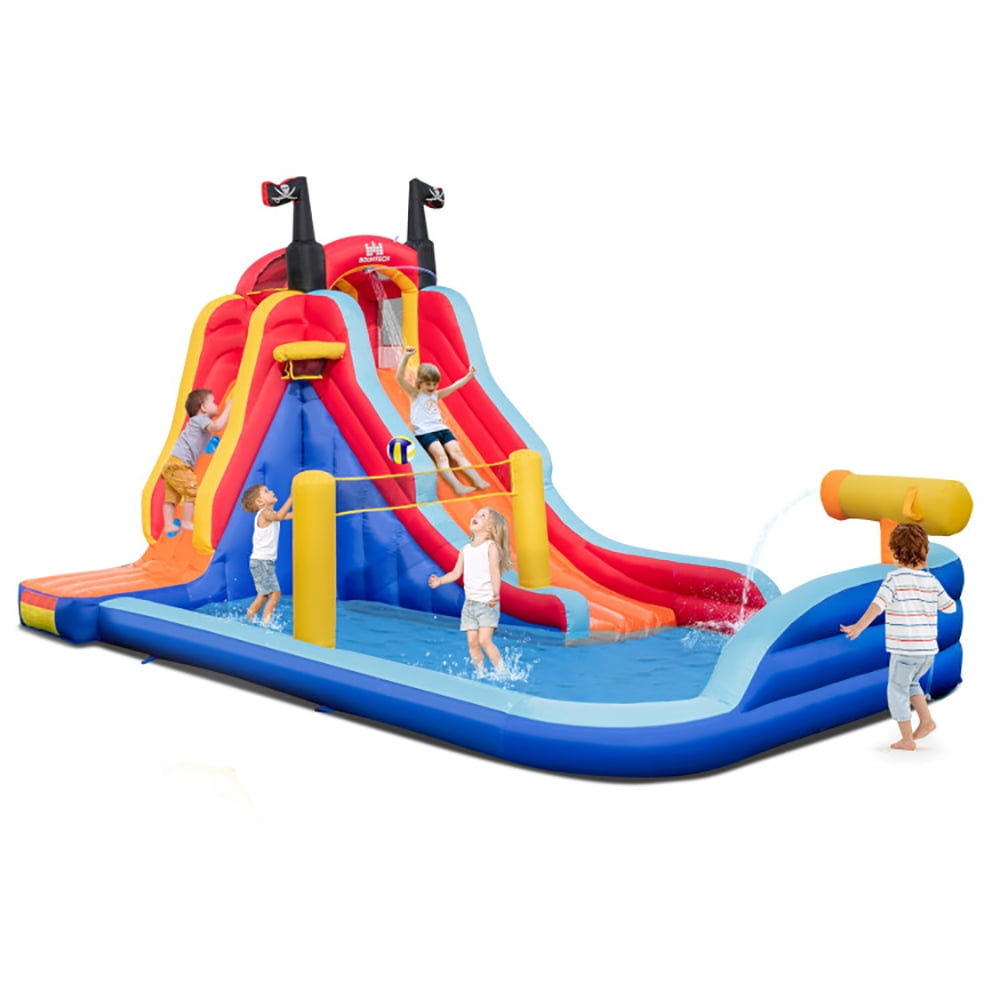 Aimee Lii 5-in-1 Inflatable Bounce House with 2 Water Slides and Large Splash Pool Without Blower, Kids Water Park Bounce House