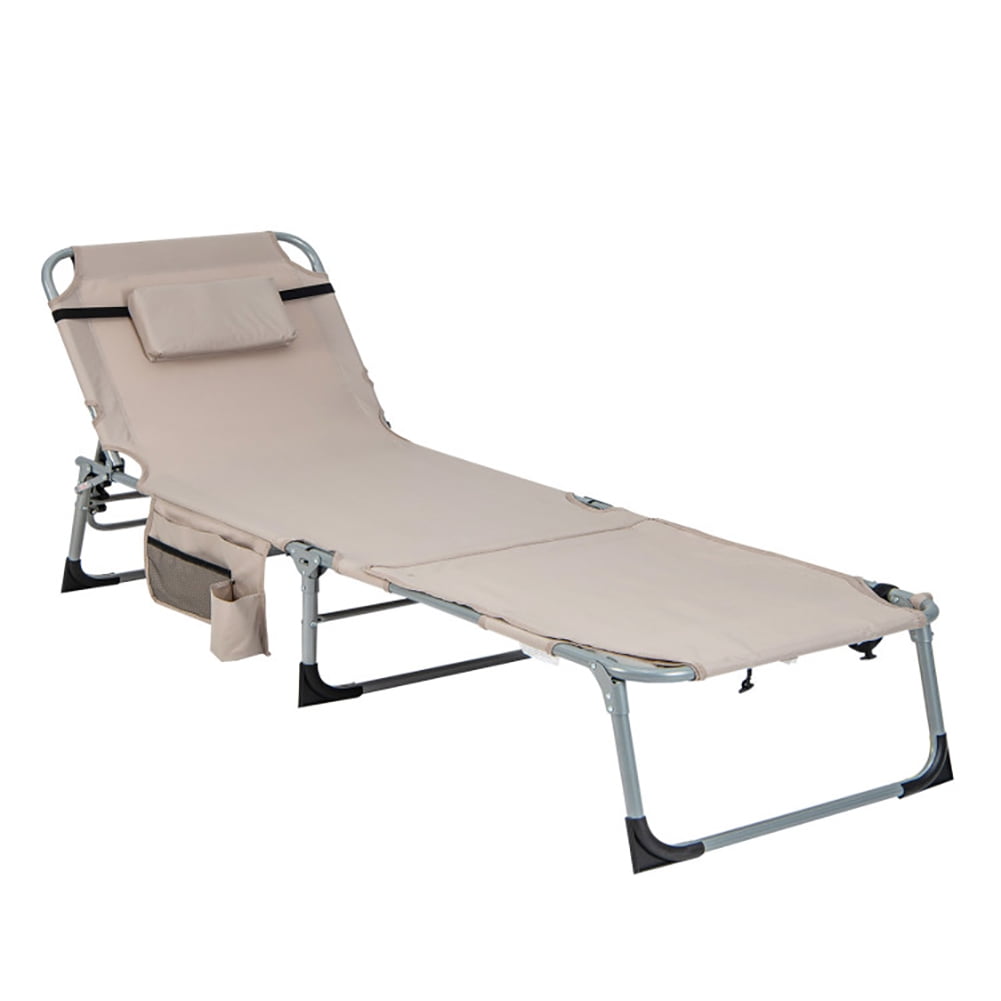 Aimee Lii 5-position Outdoor Folding Chaise Lounge Chair, Outdoor Patio Furniture, Beige
