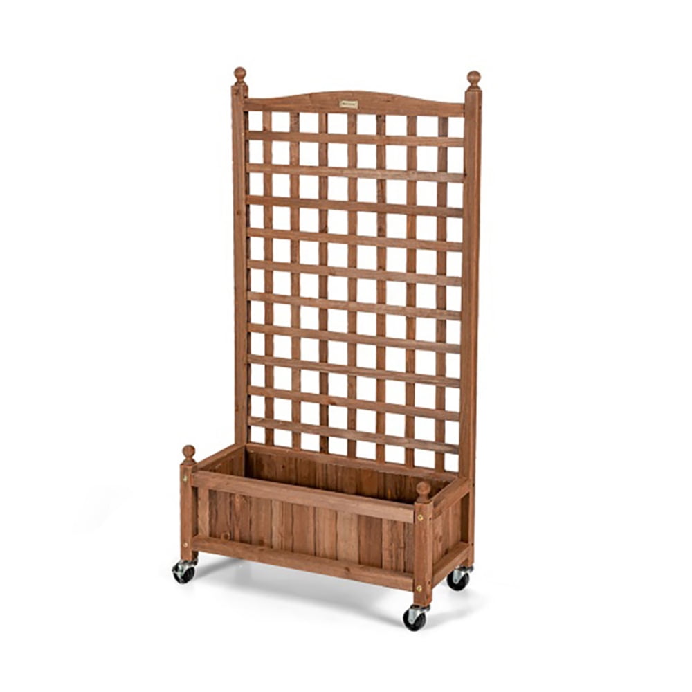 Aimee Lii 50" Wood Planter Box with Trellis Mobile Raised Bed for Climbing Plant, Planter Box Outdoor, Garden Boxes Outdoor Raised