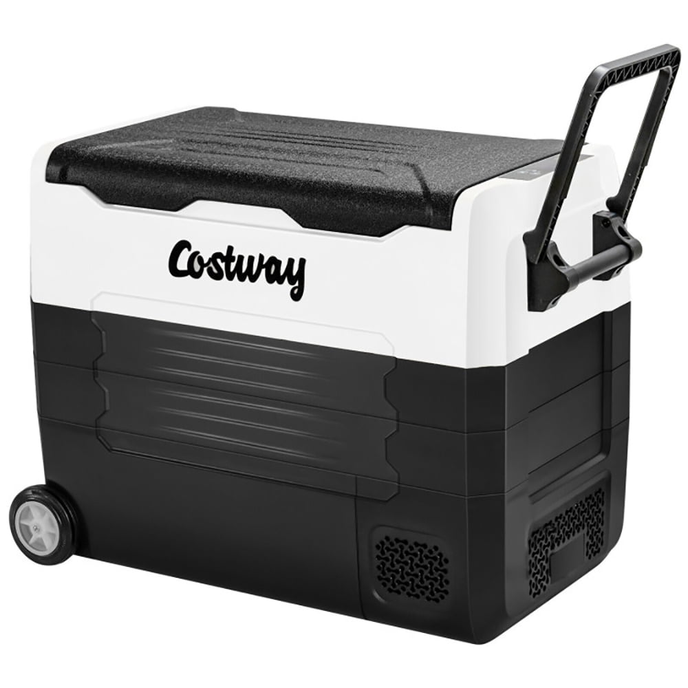 Aimee Lii 58 Quarts Car Refrigerator Portable RV Freezer Dual Zone with Wheel, Travel Cooler, Black