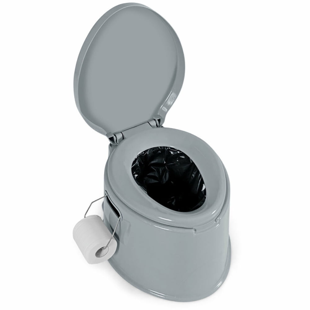 Aimee Lii 5L Portable Travel Toilet with Paper Holder for Outdoor, Easy Cleaning