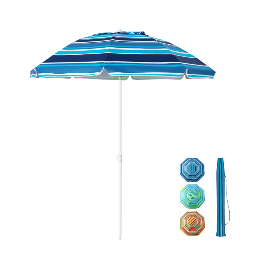 Aimee Lii 6.5 Feet Patio Beach Umbrella with Waterproof Polyester Fabric, Sunbrella Umbrella Outdoor Patio, Blue Aimee Lii 6.5 Feet Patio Beach Umbrella with Waterproof Polyester Fabric, Sunbrella Umbrella Outdoor Patio, Blue
