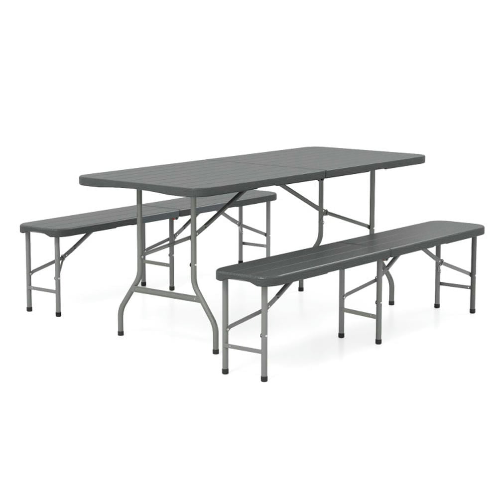 Aimee Lii 6 Feet Folding HDPE Bench with 1320 LBS Capacity and Handle Lock, Outdoor Patio Furniture for Porch Balcony, Sturdy-Gray Aimee Lii 6 Feet Folding HDPE Bench with 1320 LBS Capacity and Handle Lock, Outdoor Patio Furniture for Porch Balcony, Sturdy-Gray