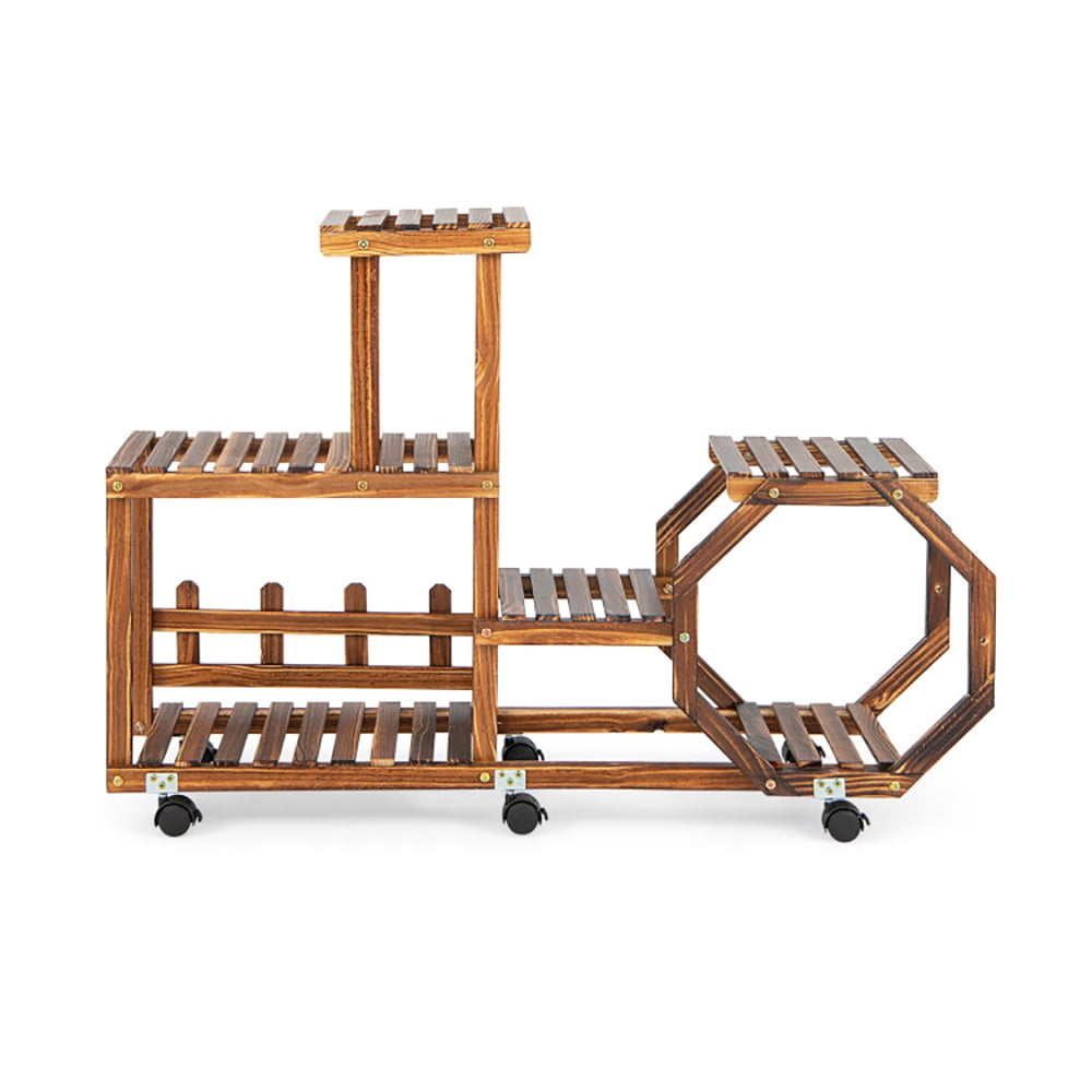 Aimee Lii 6-Layer Wooden Plant Stand for 8 Pots, Multi Tier Plant Stand Indoor, Plant Display Stand, Brown Aimee Lii 6-Layer Wooden Plant Stand for 8 Pots, Multi Tier Plant Stand Indoor, Plant Display Stand, Brown
