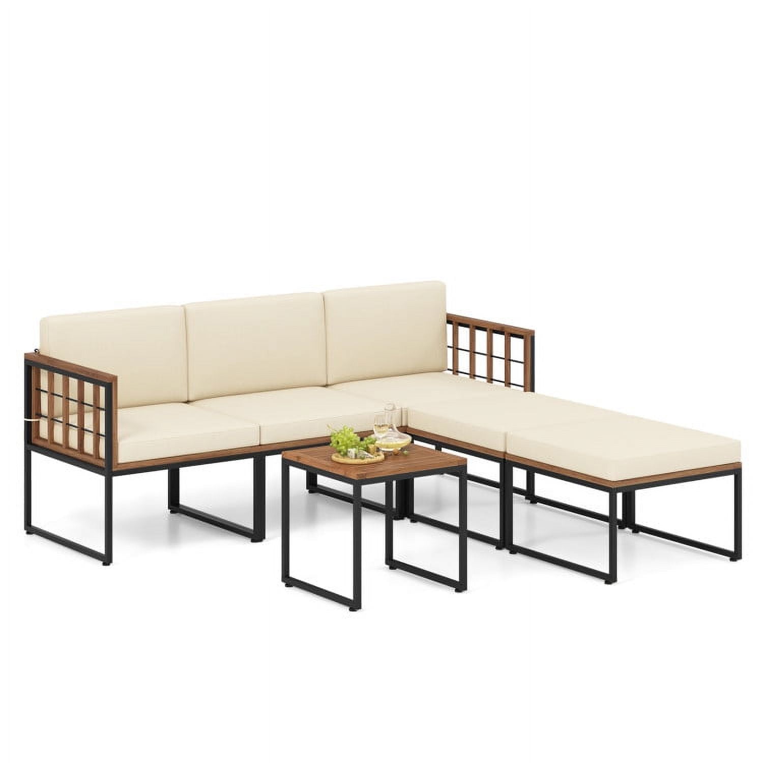 Aimee Lii 6 Pieces Patio Chair Set Acacia Wood Outdoor Sofa Set with Soft Cushions, Outdoor Patio Furniture Sets, Beige Aimee Lii 6 Pieces Patio Chair Set Acacia Wood Outdoor Sofa Set with Soft Cushions, Outdoor Patio Furniture Sets, Beige