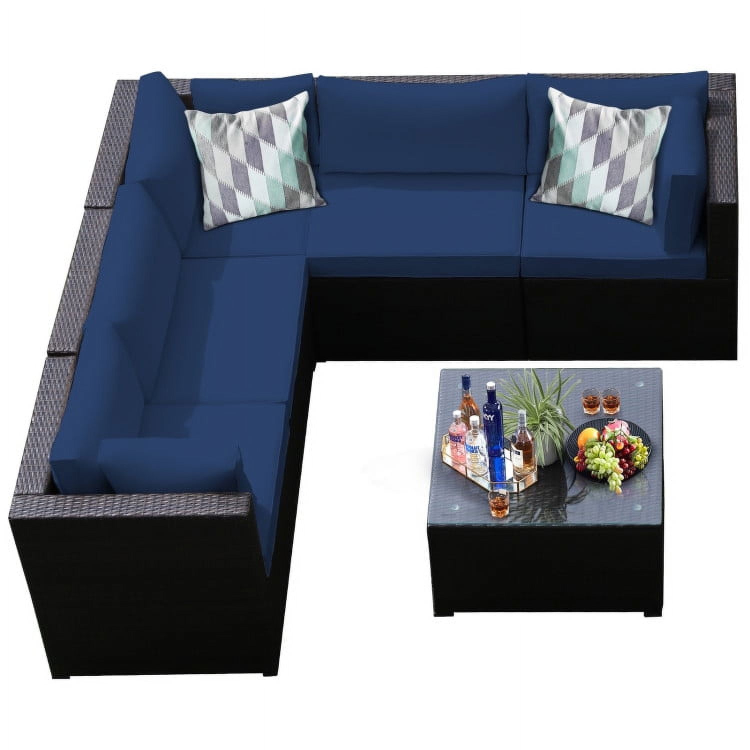 Aimee Lii 6 Pieces Patio Furniture Sofa Set with Cushions for Outdoor, Outdoor Patio Set, Navy