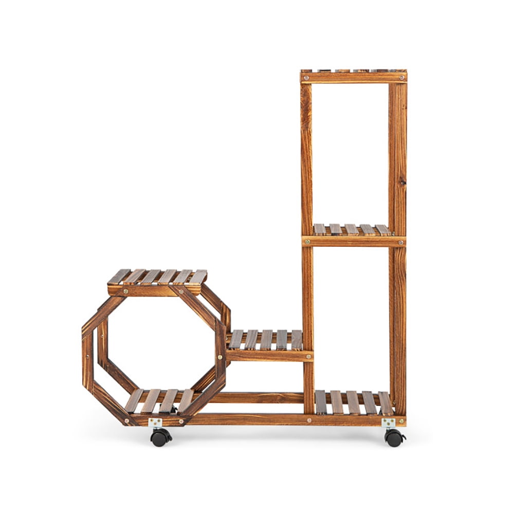 Aimee Lii 6-Tier Wooden Plant Stand with Wheels, Multi Tier Plant Stand Indoor, Plant Display Stand, Brown Aimee Lii 6-Tier Wooden Plant Stand with Wheels, Multi Tier Plant Stand Indoor, Plant Display Stand, Brown