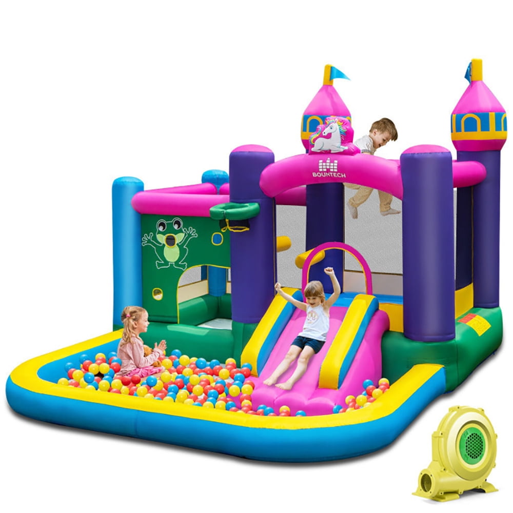 Aimee Lii 6-in-1 Kids Inflatable Unicorn-themed Bounce House with 735W Blower, Kids Bounce House for 3-10