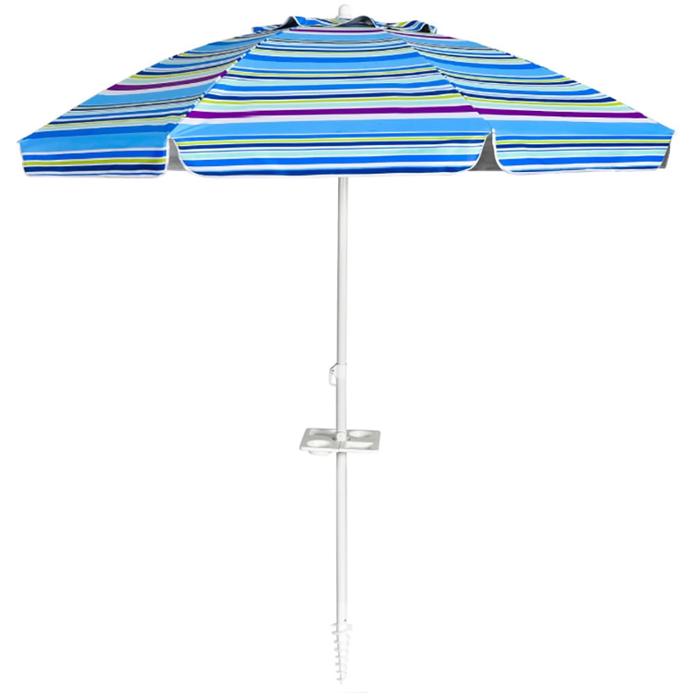 Aimee Lii 7.2 Feet Portable Outdoor Beach Umbrella with Sand Anchor and Tilt Mechanism, Sunbrella Patio Umbrellas, Blue Aimee Lii 7.2 Feet Portable Outdoor Beach Umbrella with Sand Anchor and Tilt Mechanism, Sunbrella Patio Umbrellas, Blue