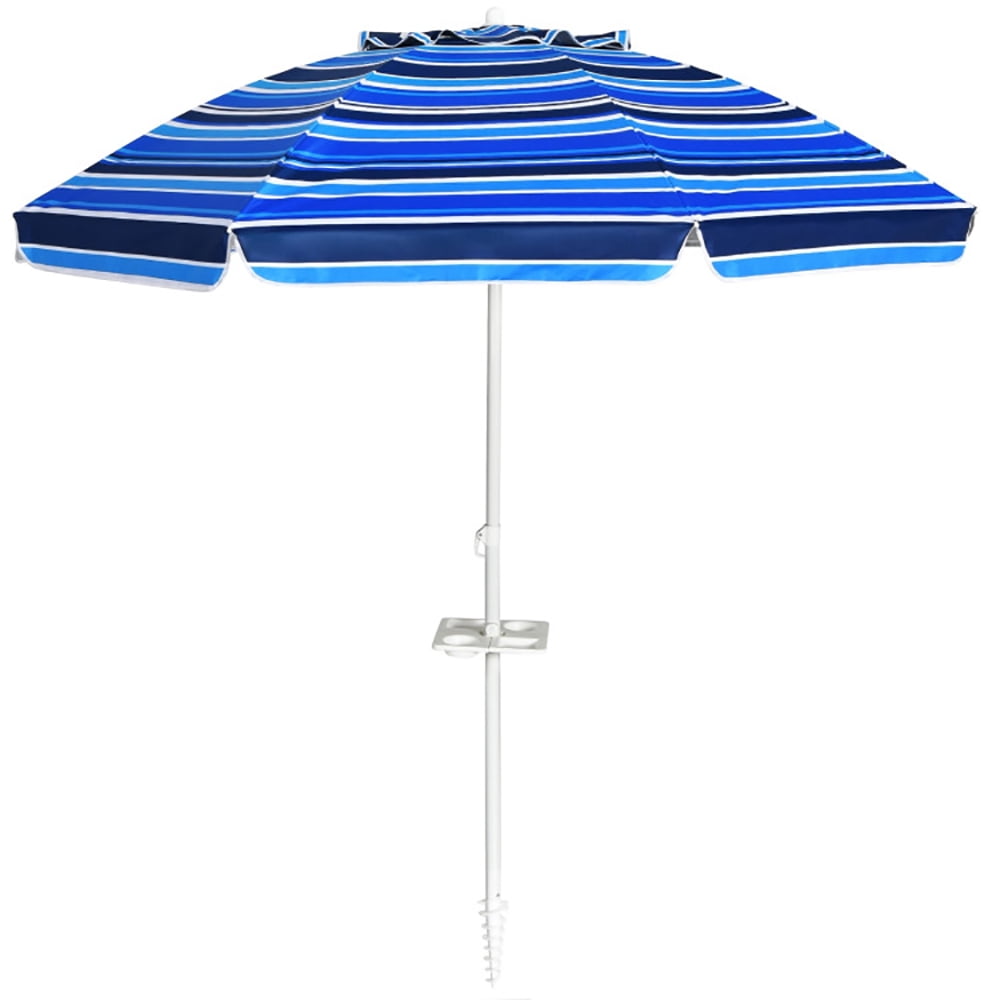 Aimee Lii 7.2 Feet Portable Outdoor Beach Umbrella with Sand Anchor and Tilt Mechanism, Sunbrella Patio Umbrellas, Navy Aimee Lii 7.2 Feet Portable Outdoor Beach Umbrella with Sand Anchor and Tilt Mechanism, Sunbrella Patio Umbrellas, Navy
