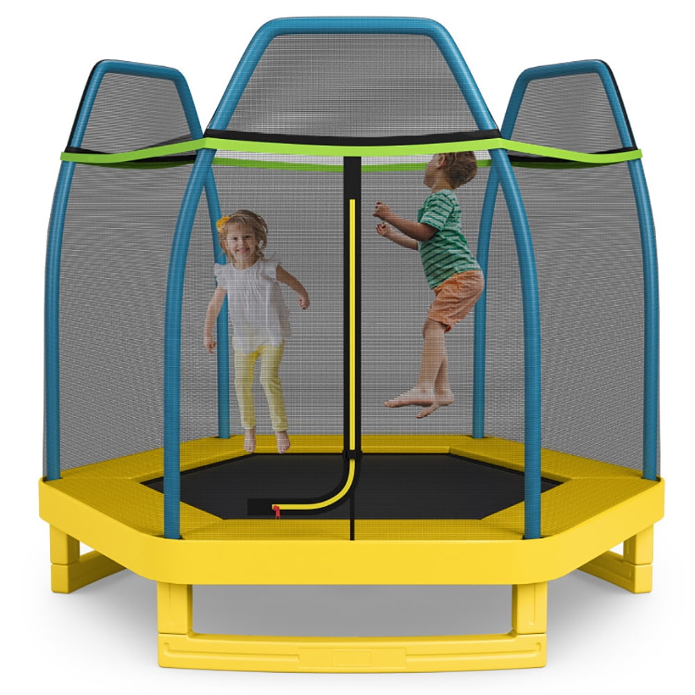 Aimee Lii 7 Feet Kids Recreational Bounce Jumper Trampoline, Outdoor Kids Trampoline, Yellow