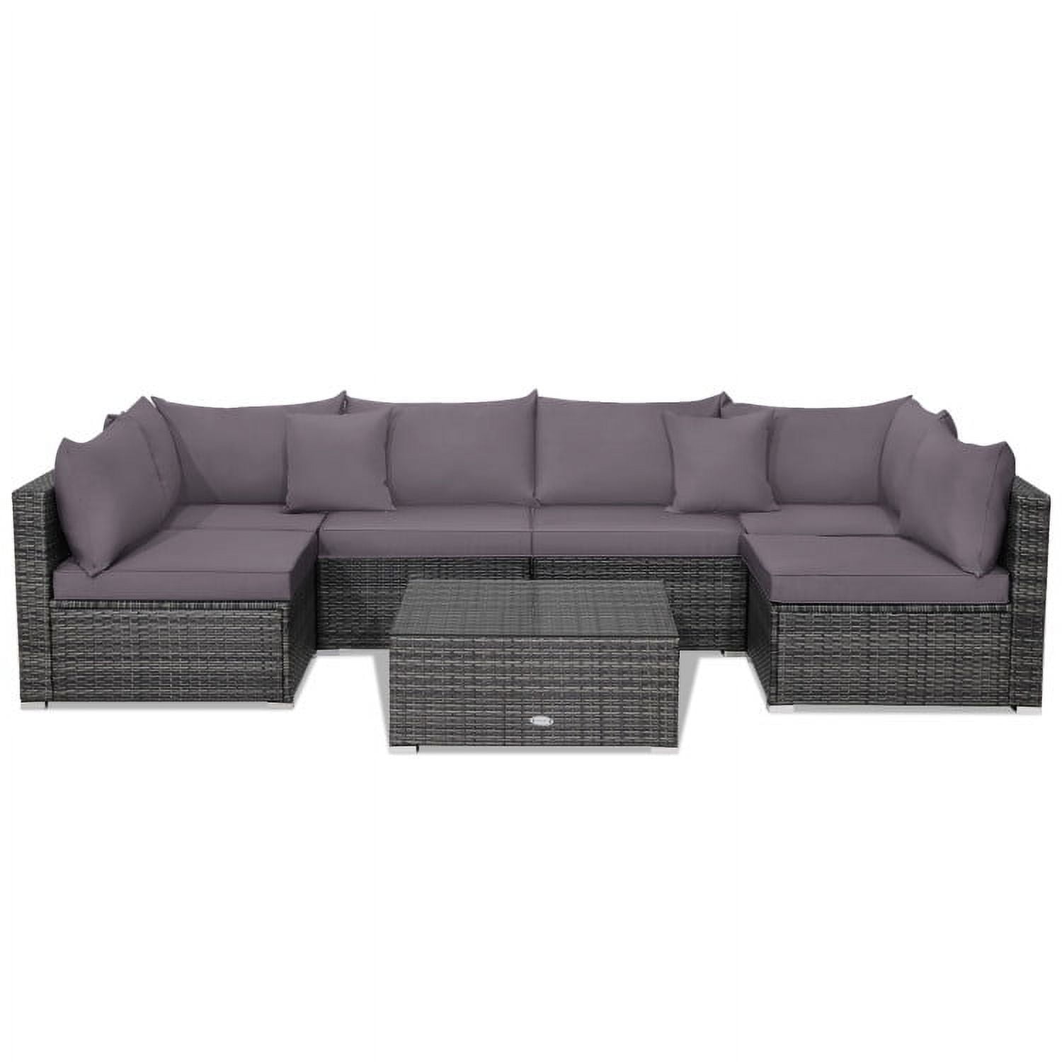 Aimee Lii 7 Pieces Patio Rattan Furniture Set Sectional Sofa Garden Cushion, Outdoor Patio Set, Gray Aimee Lii 7 Pieces Patio Rattan Furniture Set Sectional Sofa Garden Cushion, Outdoor Patio Set, Gray