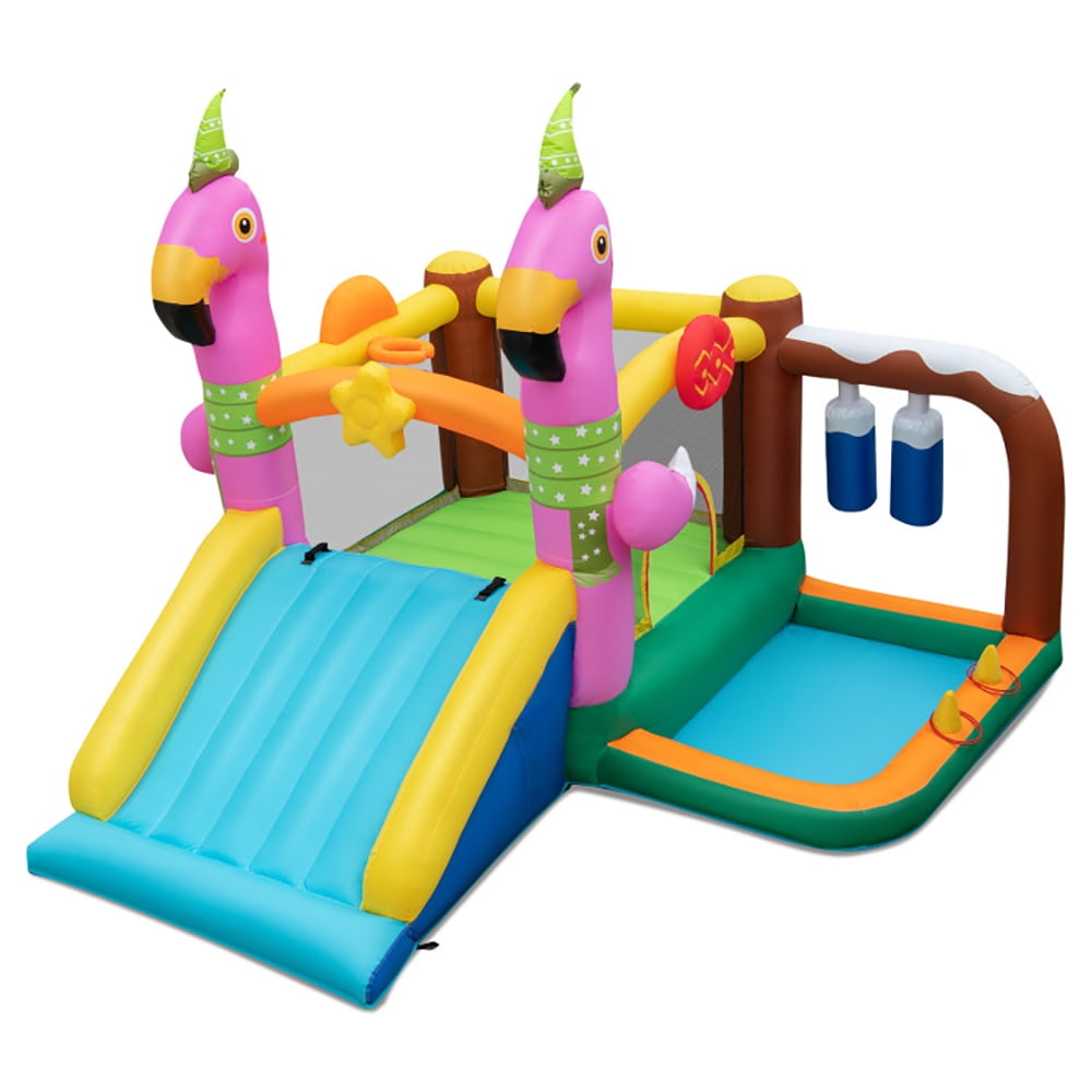 Aimee Lii 7-in-1 Flamingo Inflatable Bounce House with Slide without Blower, Playhouse for Kids Outdoor Aimee Lii 7-in-1 Flamingo Inflatable Bounce House with Slide without Blower, Playhouse for Kids Outdoor