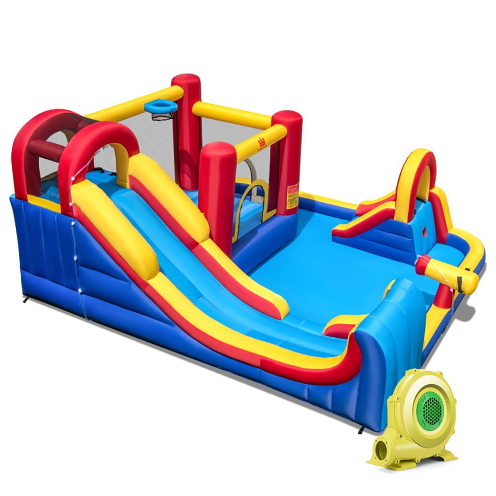 Aimee Lii 7 in 1 Outdoor Inflatable Bounce House with Water Slides and Splash Pools with 735W Blower, Playhouse for Kids Outdoor Aimee Lii 7 in 1 Outdoor Inflatable Bounce House with Water Slides and Splash Pools with 735W Blower, Playhouse for Kids Outdoor