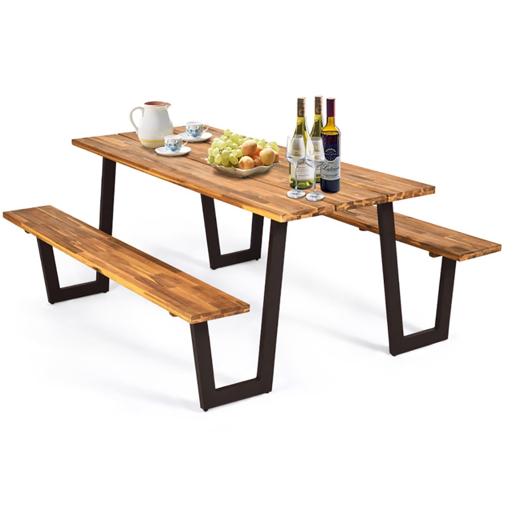 Aimee Lii 70 Inch Dining Table Set with Seats and Umbrella Hole, Outdoor Patio Furniture Aimee Lii 70 Inch Dining Table Set with Seats and Umbrella Hole, Outdoor Patio Furniture