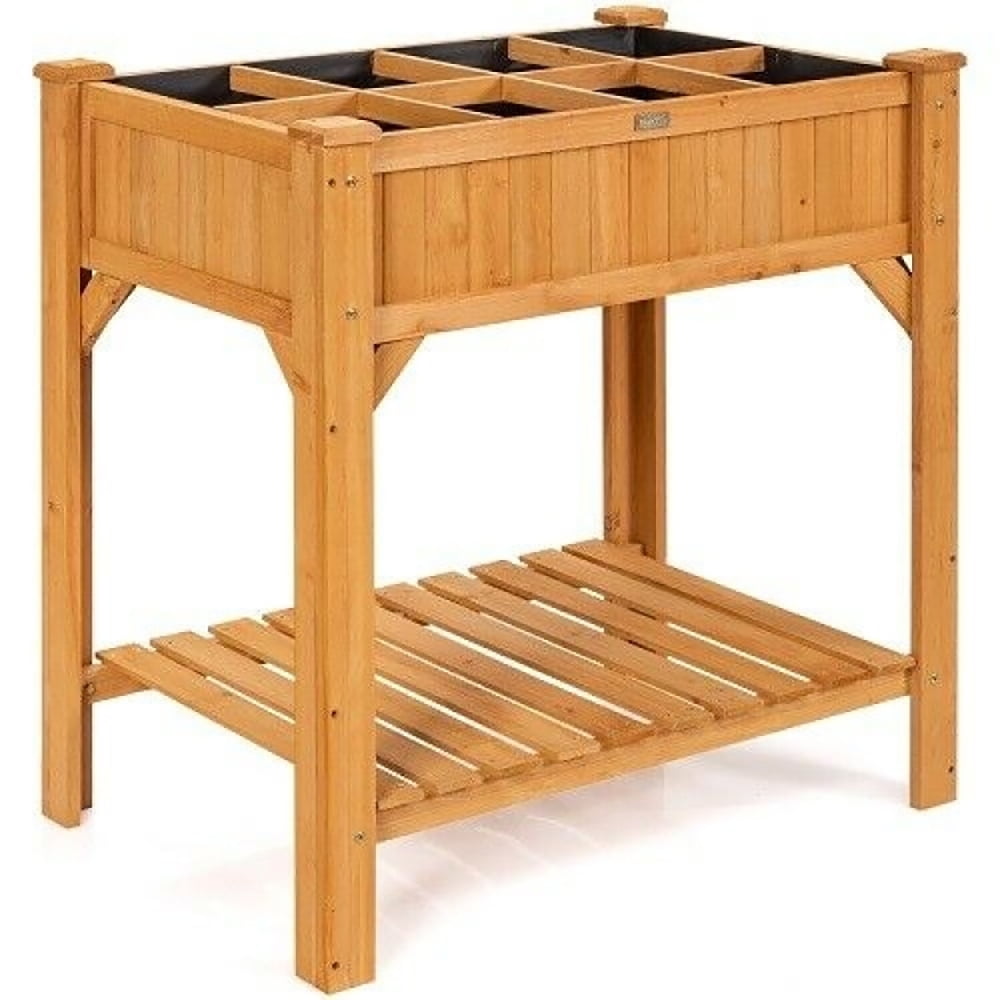 Aimee Lii 8 Grids Wood Elevated Garden Planter Box Kit with Liner and Shelf, Planters for Outdoor Plants, Raised Garden Bed with Legs Aimee Lii 8 Grids Wood Elevated Garden Planter Box Kit with Liner and Shelf, Planters for Outdoor Plants, Raised Garden Bed with Legs