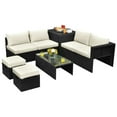 thumbnail image 1 of Aimee Lii 8 Pieces Patio Rattan Storage Table Furniture Set, Outdoor Patio Furniture for Garden Backyard, Pool Deck, Sturdy-Off White, 1 of 13