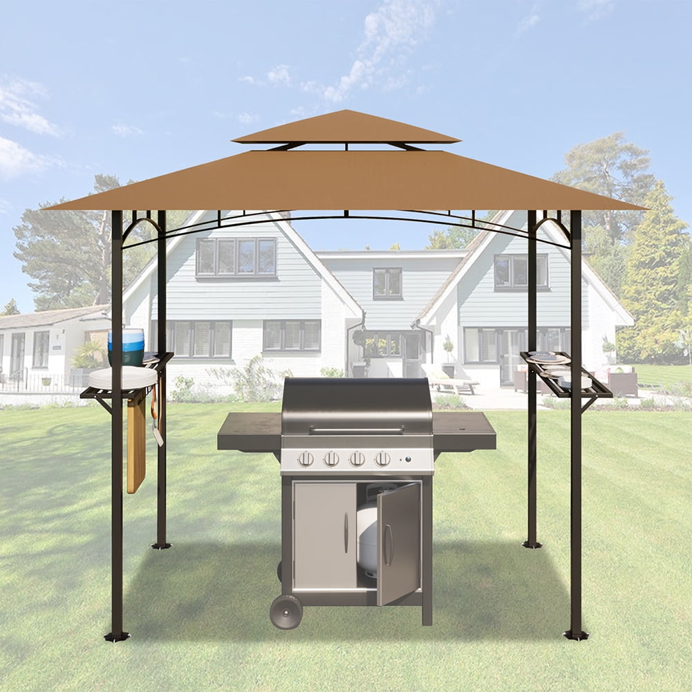 Aimee Lii 8 x 5 FT Grill Pergola Tent with Air Vent Double Tiered BBQ Gazebo Outdoor Barbecue Canopy, Outdoor Patio Awnings for Lawn, Garden, Backyard and Deck, Khaki Aimee Lii 8 x 5 FT Grill Pergola Tent with Air Vent Double Tiered BBQ Gazebo Outdoor Barbecue Canopy, Outdoor Patio Awnings for Lawn, Garden, Backyard and Deck, Khaki