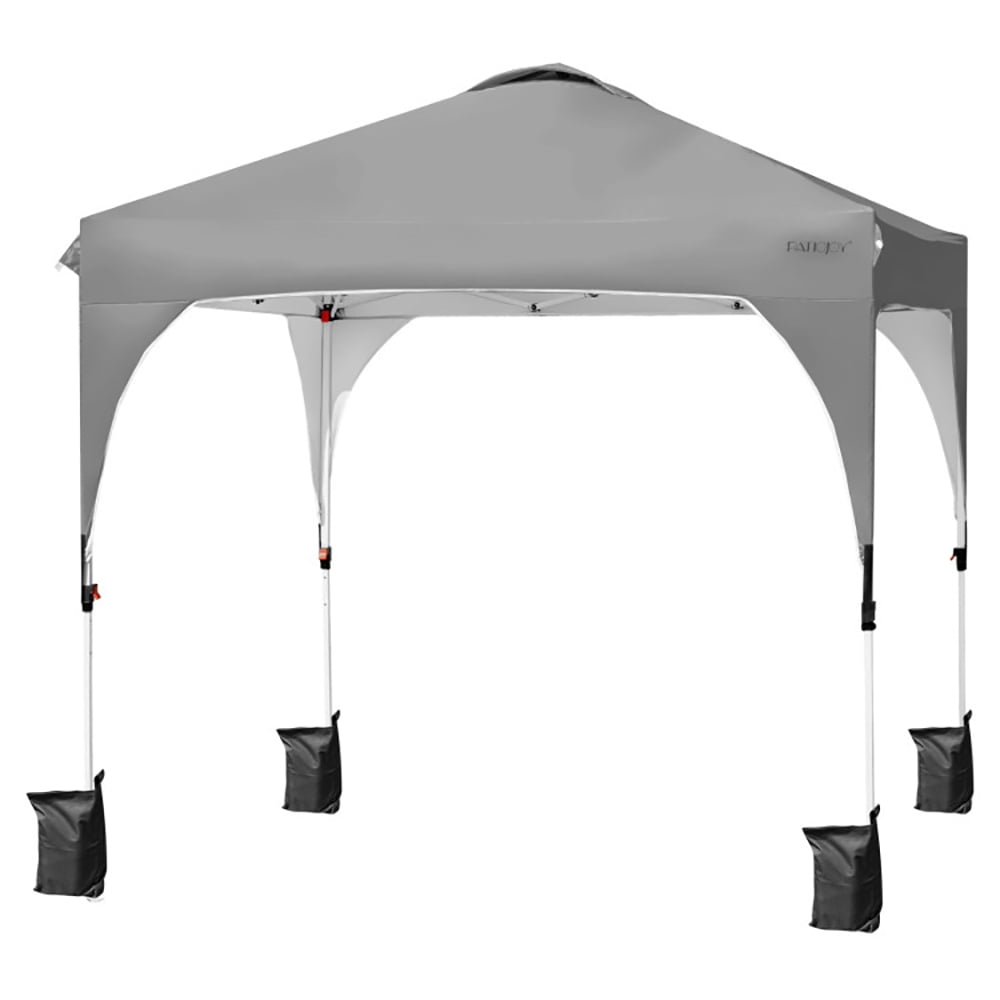 Aimee Lii 8 x 8 Feet Outdoor Pop Up Tent Canopy Camping Sun Shelter with Roller Bag, Backyard Canopy Gazebo, Gray