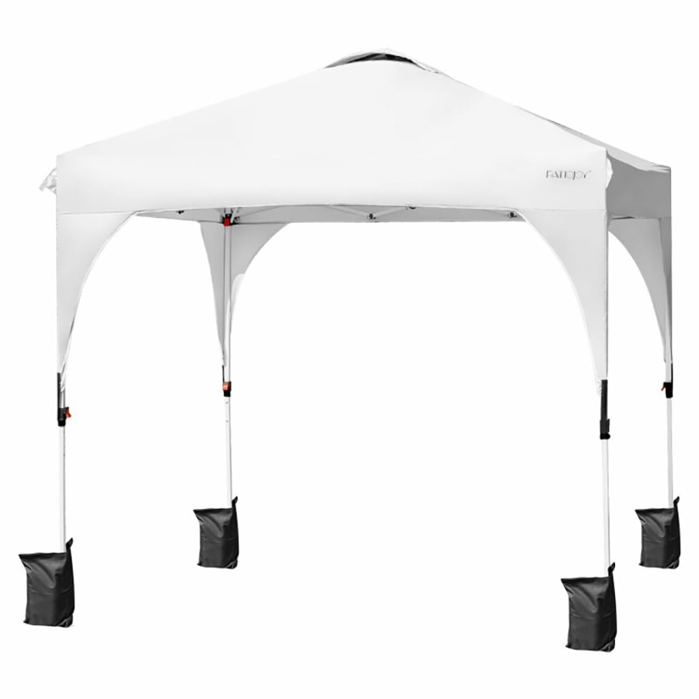 Aimee Lii 8 x 8 Feet Outdoor Pop Up Tent Canopy Camping Sun Shelter with Roller Bag, Backyard Canopy Gazebo, White Aimee Lii 8 x 8 Feet Outdoor Pop Up Tent Canopy Camping Sun Shelter with Roller Bag, Backyard Canopy Gazebo, White