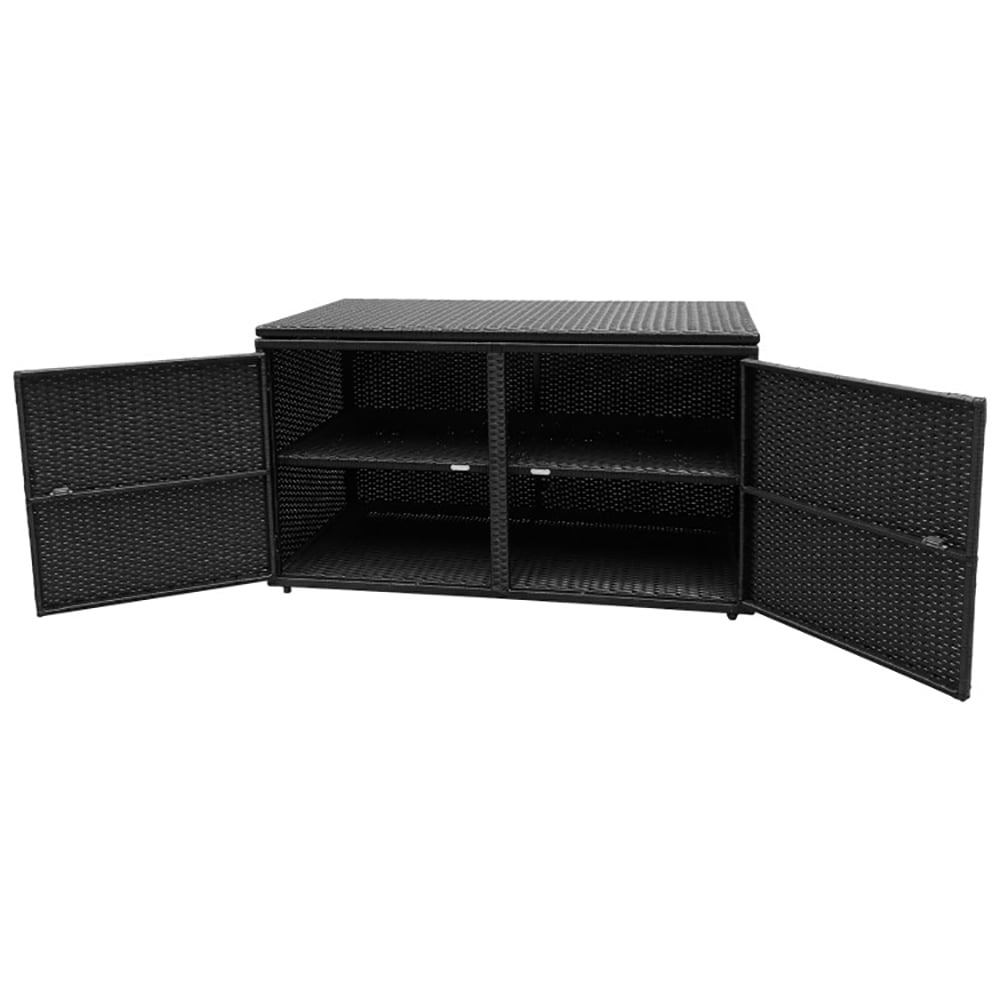 Aimee Lii 88 Gallon Garden Patio Rattan Storage Container Box, Indoor Outdoor Storage Box for Patio Furniture, Black Aimee Lii 88 Gallon Garden Patio Rattan Storage Container Box, Indoor Outdoor Storage Box for Patio Furniture, Black