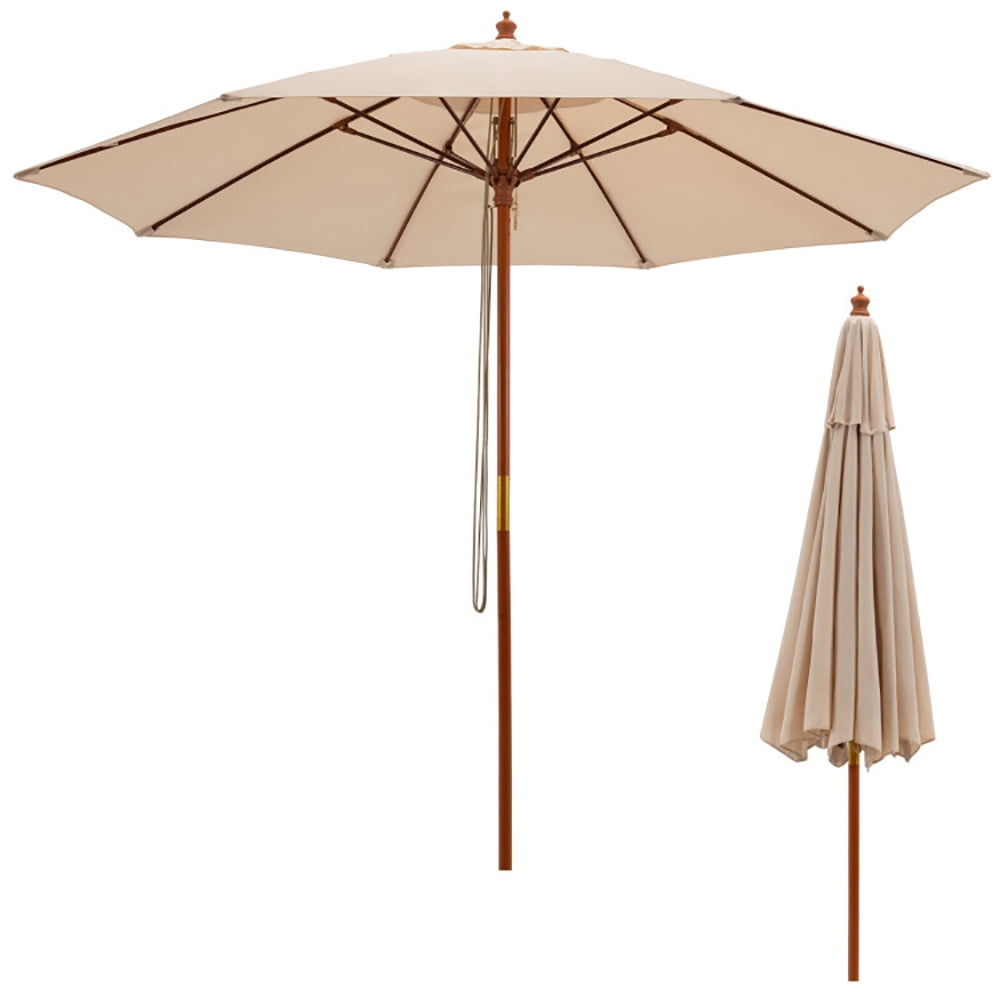 Aimee Lii 9.5 Feet Pulley Lift Round Patio Umbrella with Fiberglass Ribs, Sunbrella Umbrella Outdoor Patio, Beige Aimee Lii 9.5 Feet Pulley Lift Round Patio Umbrella with Fiberglass Ribs, Sunbrella Umbrella Outdoor Patio, Beige