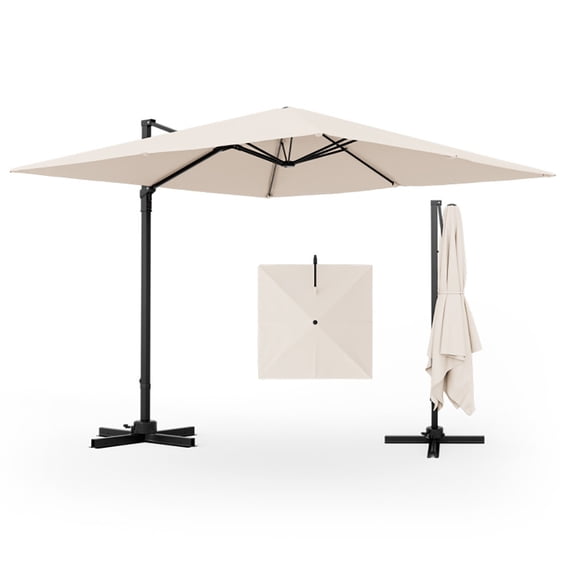 Aimee Lii 9.5 Feet Square Patio Cantilever Umbrella with 360 Rotation, Table Umbrella Outdoor for Patio Pool Beach, Beige