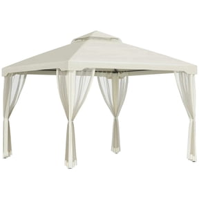 Aimee Lii 9.6' x 9.6' Patio Canopy Tent, Outdoor Canopy Shelter with 2-Tier Roof and Netting, Steel Frame for Garden, Lawn, Backyard, and Deck, Tents for Parties, Shade Canopy, Outdoor Canopy, White
