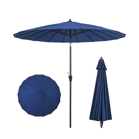 Aimee Lii 9 Feet Round Patio Umbrella with 18 Fiberglass Ribs, Sunbrella Patio Umbrellas, Navy