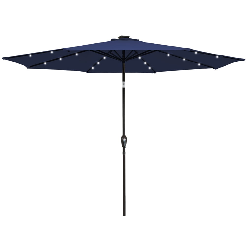brown patio umbrella free shipping 15 ft. x 9 ft. Double Sided Patio Market Umbrella with Solar Lights and Base Rectangular Outdoor Umbrella in Tan Brown