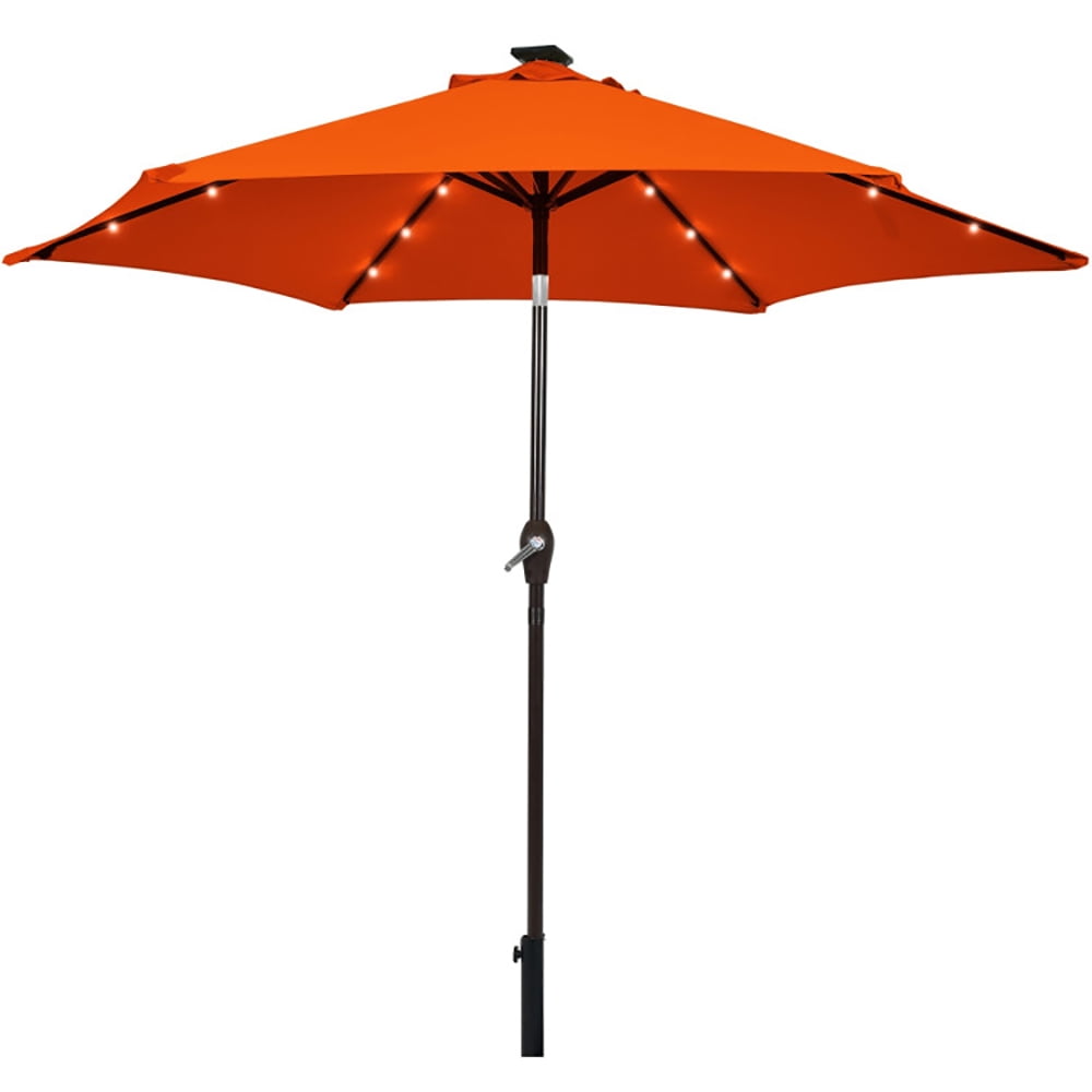 Aimee Lii 9 Feet Solar LED Lighted Patio Market Umbrella Tilt Adjustment Crank Lift, Sunbrella Patio Umbrellas, Orange Aimee Lii 9 Feet Solar LED Lighted Patio Market Umbrella Tilt Adjustment Crank Lift, Sunbrella Patio Umbrellas, Orange
