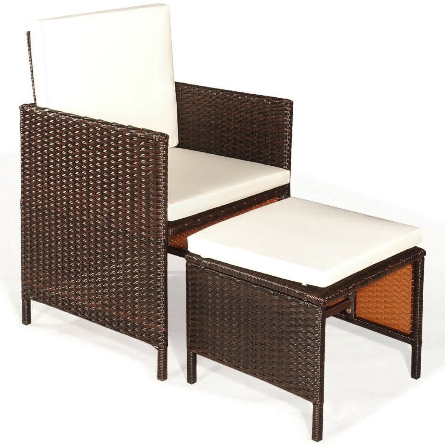 Aimee Lii 9 Pieces Patio Rattan Dining Cushioned Chairs Set, Outdoor Patio Furniture, White Aimee Lii 9 Pieces Patio Rattan Dining Cushioned Chairs Set, Outdoor Patio Furniture, White