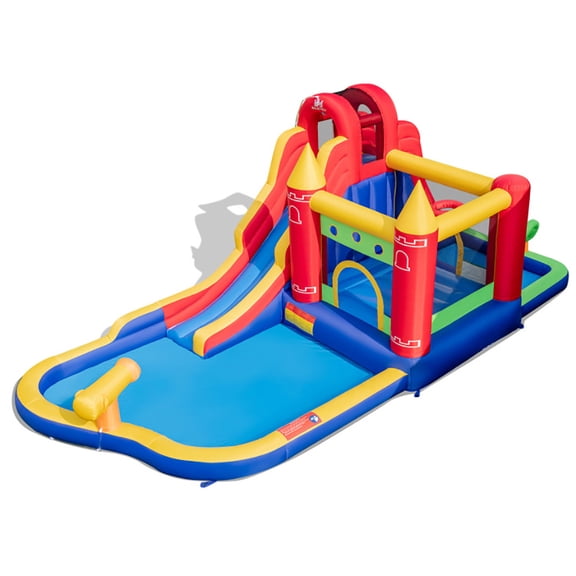 Aimee Lii 9-in-1 Inflatable Bounce Castle with Water Slide and Splash Pool without Blower, Water Slides Inflatables for Kids