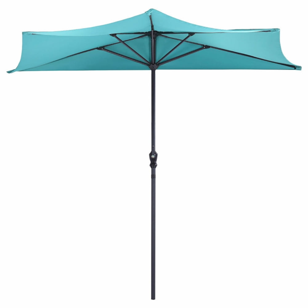 Aimee Lii 9Ft Patio Bistro Half Round Umbrella, Table Umbrella Outdoor Patio, Turquoise Aimee Lii 9Ft Patio Bistro Half Round Umbrella, Table Umbrella Outdoor Patio, Turquoise
